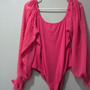 Zeagoo Pink Puff Sleeve Bodysuit